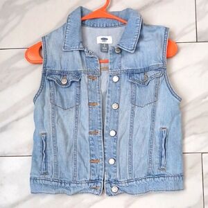 OLD NAVY Light Blue Denim Button Down Sleeveless Vest